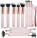 Real Perfection Makeup Brush Set 16 Pcs with 1 Eyebrow Razor Premium Synthetic Foundation Powder Concealers Eyeshadow Blush Makeup Brushes Make up Brushes Kit (Pink)
