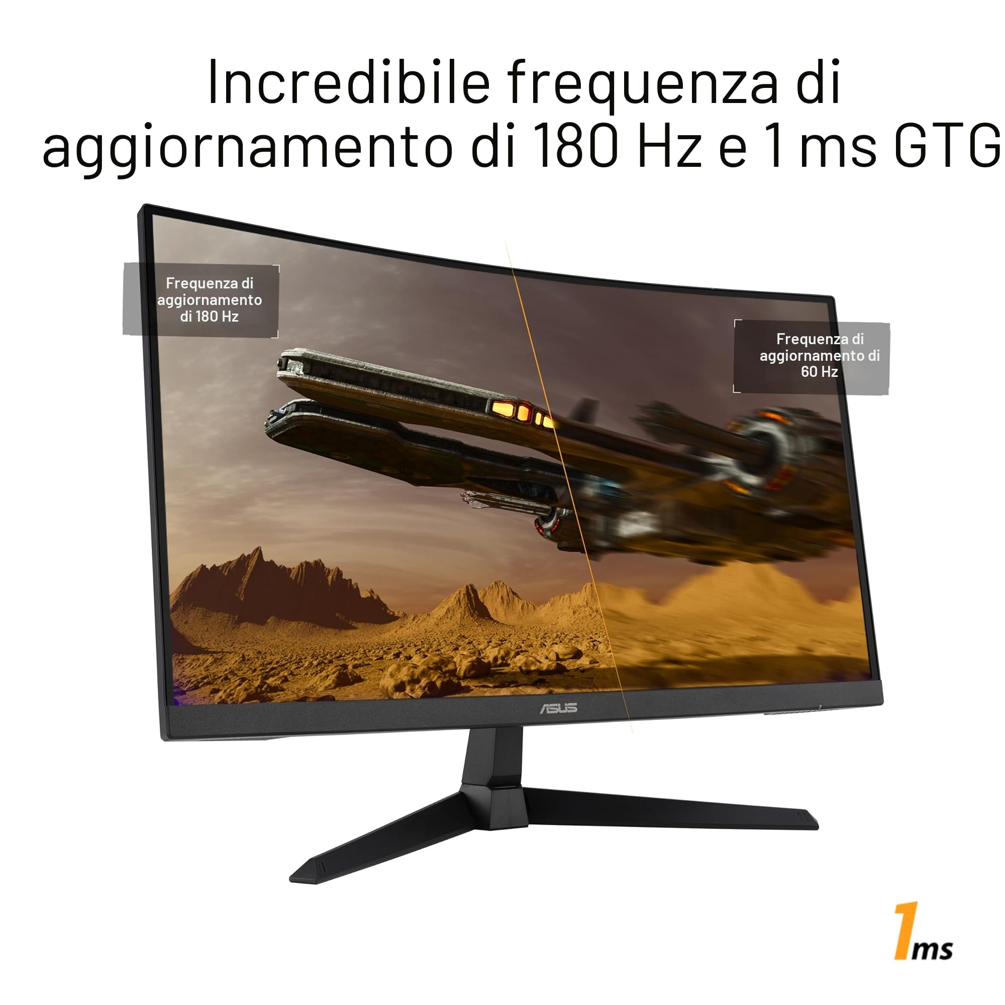 ASUS TUF GAMING VG27VQ3B, Monitor Gaming Curvo da 27” FHD, Nero | 180Hz ELMB SYNC, FreeSync, Tempo di Risposta 1ms, 90% DCI-P3, DisplayWidget Center