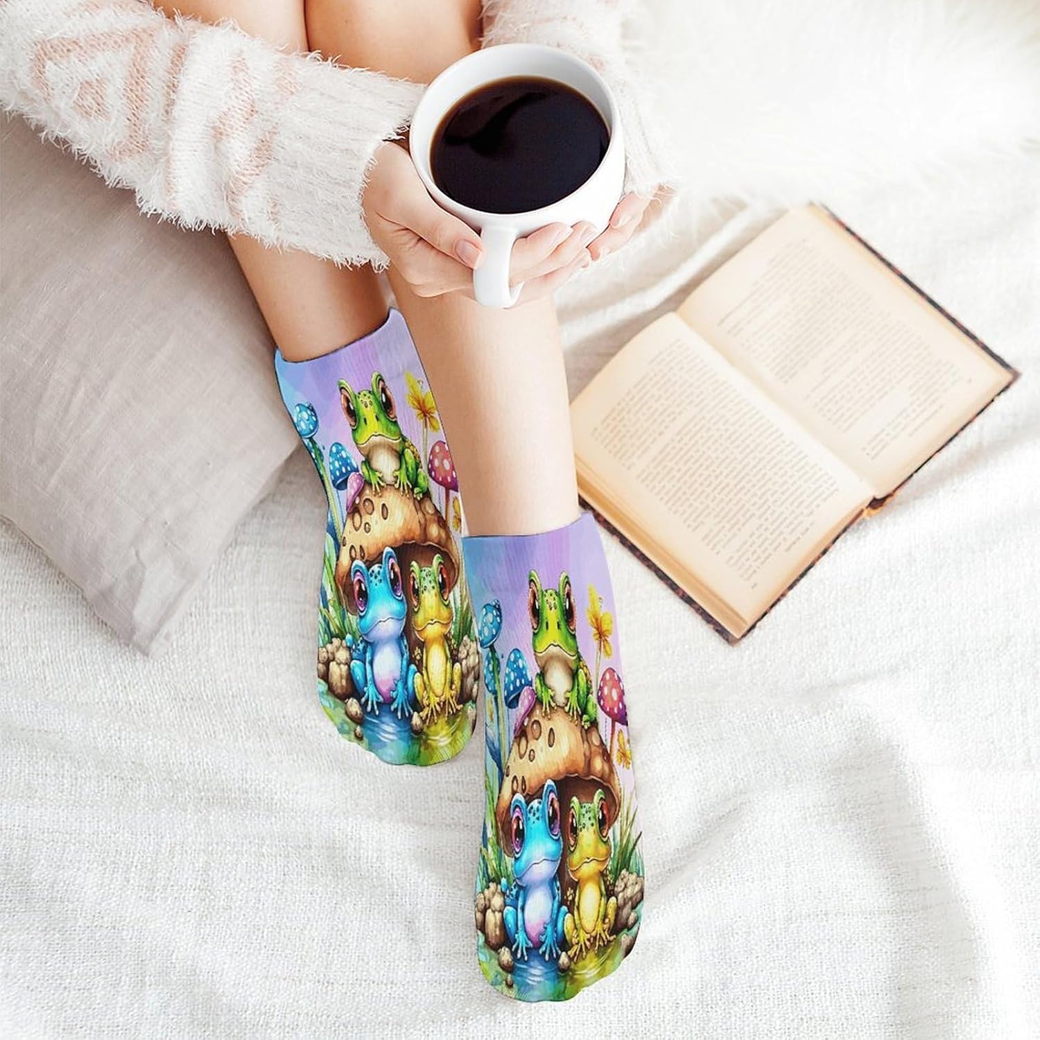 Mushroom Frog 5Pairs Low Cut Ankle Socks for Women No Show Casual Breathable Athletic Socks for Sport