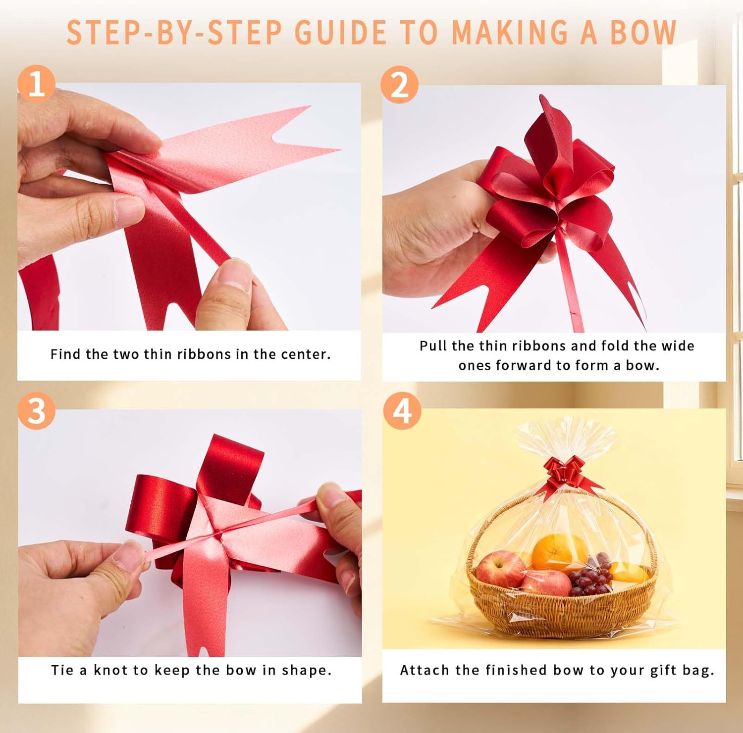 Volokitx 13-Pack 30x40 Inch Clear Cellophane Bags with 15 Colorful Pull Bows, Large Cellophane Wrap for Gift Baskets, Baby Showers, Raffles, and Charity Auctions. - Image 4