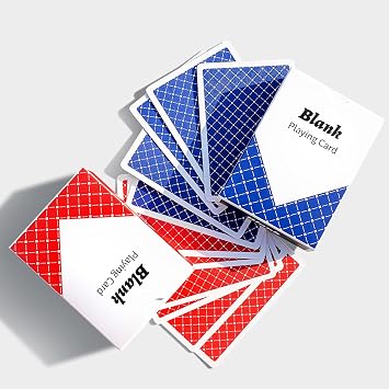 2 Decks Blank Playing Cards to Write on, 2.5"x3.5" Red + Blue Back | Custom Blank Deck of Cards, Make Your Own Oracle playing cards Blank One Side