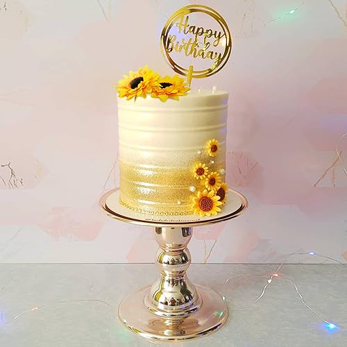 Miniatura 7 de 18 adornos para tartas de girasol, decoración de pastel de girasol con girasoles, hojas de palma doradas y hojas de eucalipto para fiestas de