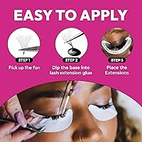 Vista 5 de Eyesy Lash 500 Promade Fans - Volume Premade Lash Fans for Eyelash Extensions Pointy Base Handmade Loose Pre Made Eyelashes Middle Stem Soft and