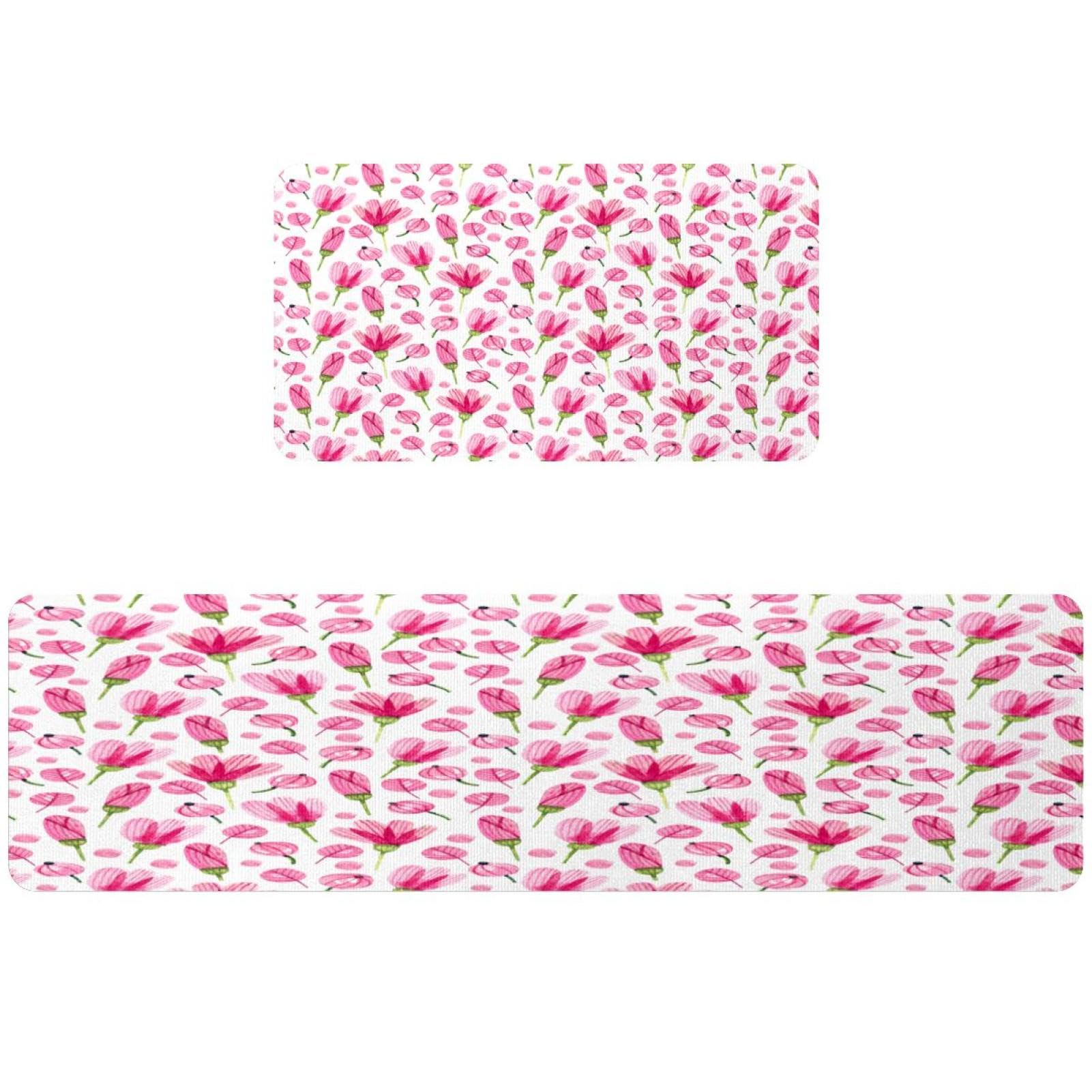 Tapis de cuisine absorbant lot de 2 lavables avec envers antidérapant floral
