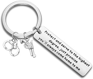 Gzrlyf Police Officer Badge Keychain Always Come Home To Me Keychain Police Officer Be Safe Gift (Protect&serve key)