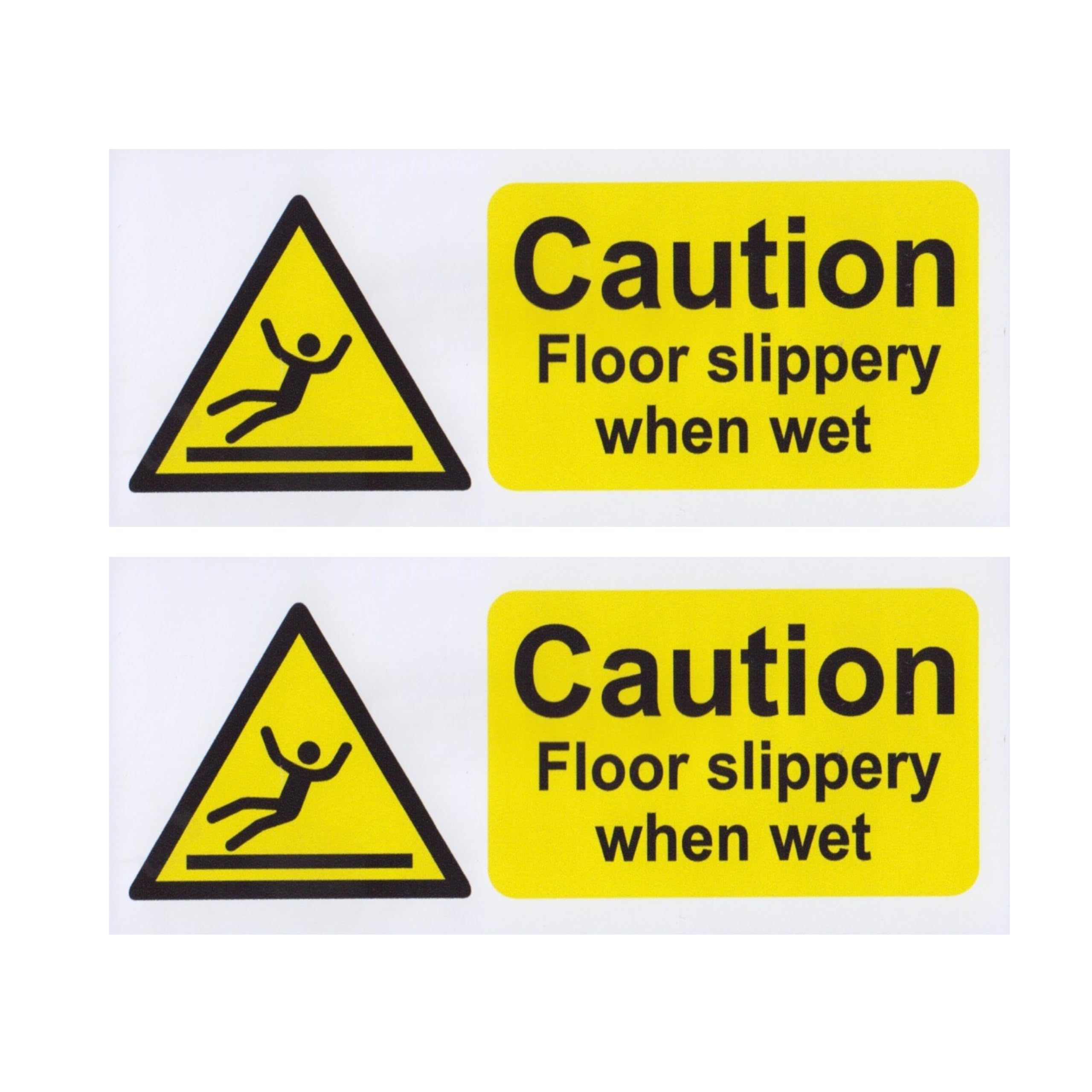 Tek Automotive Wet Floor Sign Stickers – Twin Pack | Caution Slippery When Wet Vinyl | Waterproof Self-Adhesive Warning Signs for Shops, Restaurants, Workplaces, Factories & Public Buildings