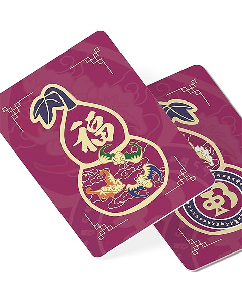 Five Blessings Wu Lou Amulet Feng Shui Card, Symbol of Health, Wealth, Vitality, Lo...