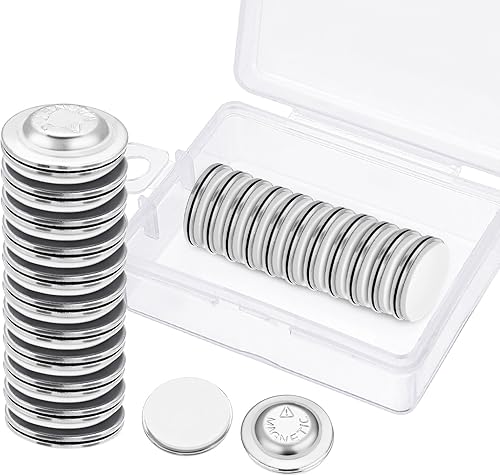 BBTO 24 piezas de etiquetas de nombre imanes, insignias magnéticas redondas adhesivas magnéticas para ropa con caja de almacenamiento de plástico