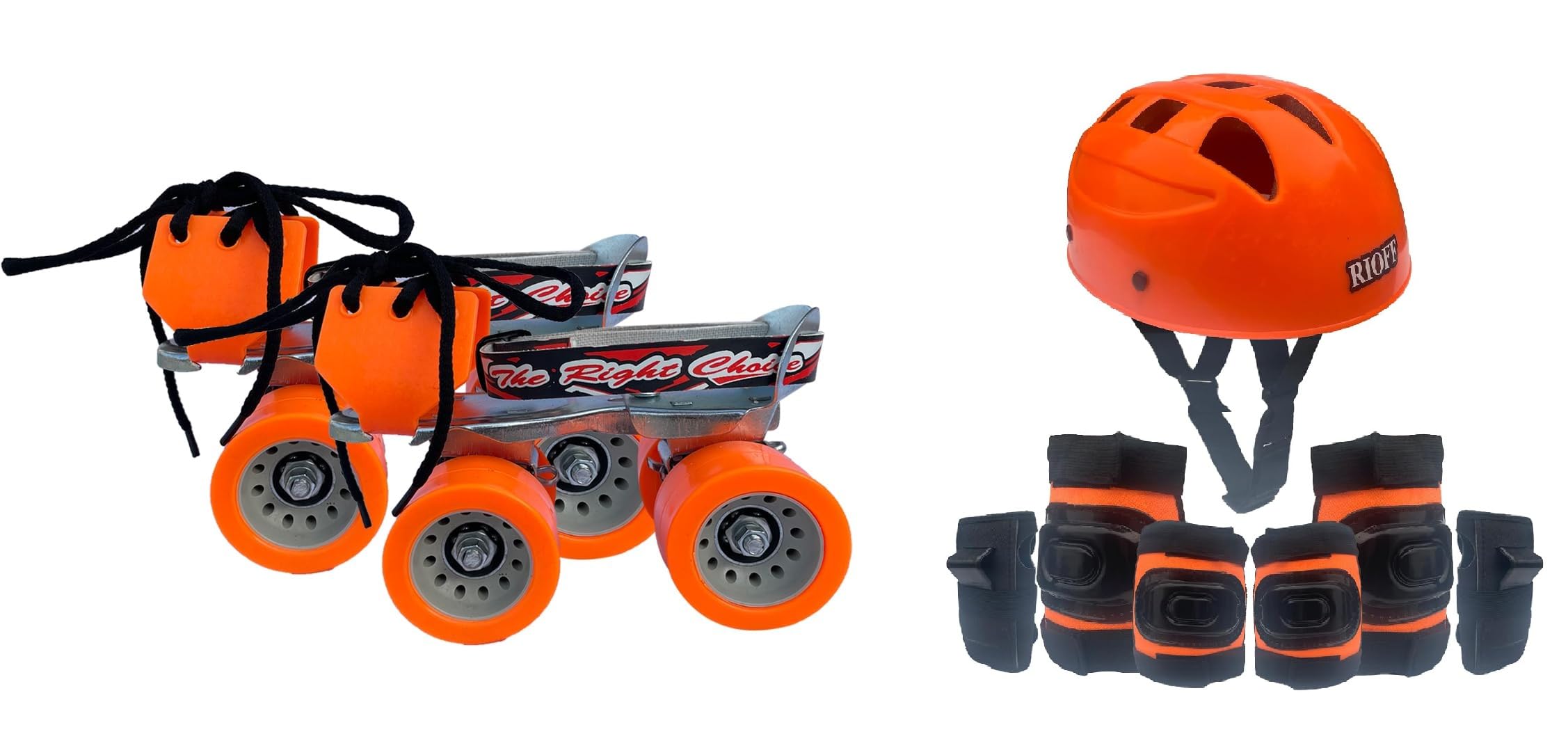 Rioff® Roller Skates Combo (Skates + Helmet + Gloves + Knee Guards & Elbow Guards) - for Age 6 to 9 Years | Academy & School Level Skating (Orange) (B0CKKYKB4L) Amazon Price History, Amazon Price Tracker