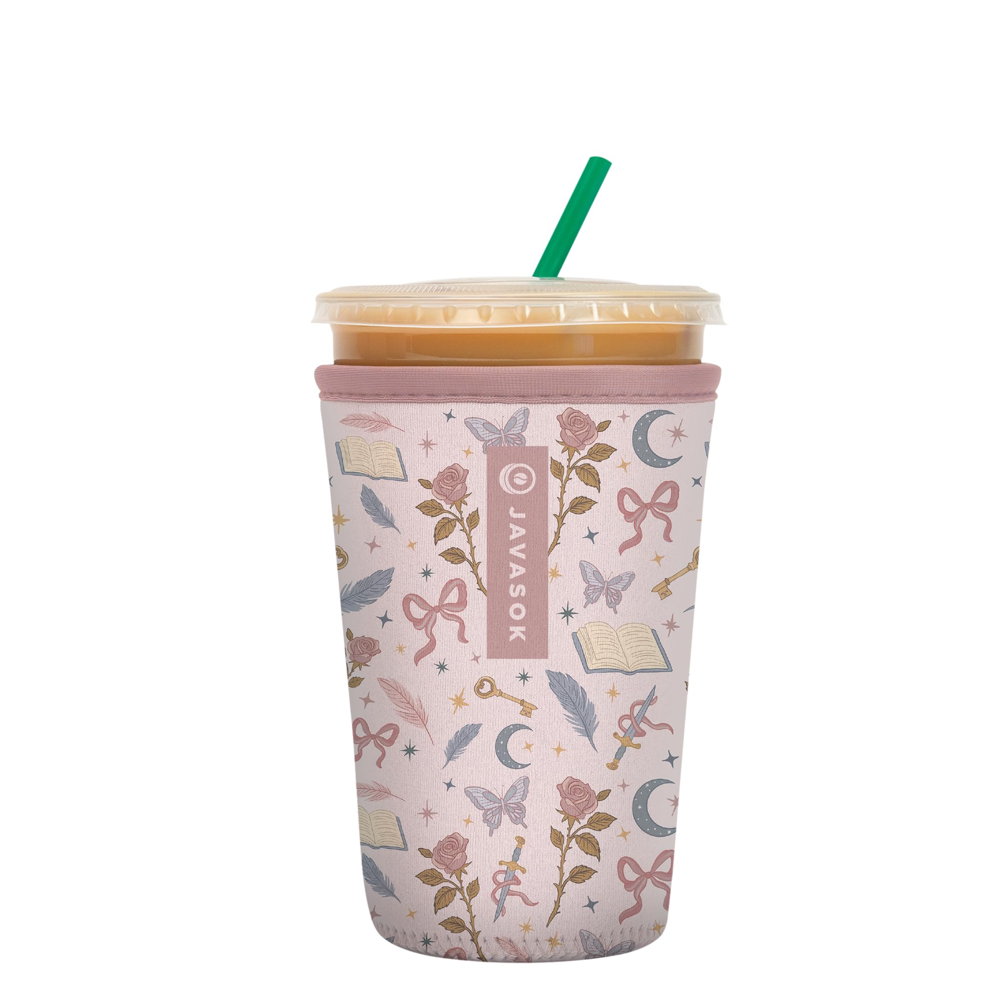 Sok It JavaSok Iced Coffee &amp; Cold Soda Insulated Neoprene Cup Sleeve (Blooms and Blades, Medium: 22-28oz)