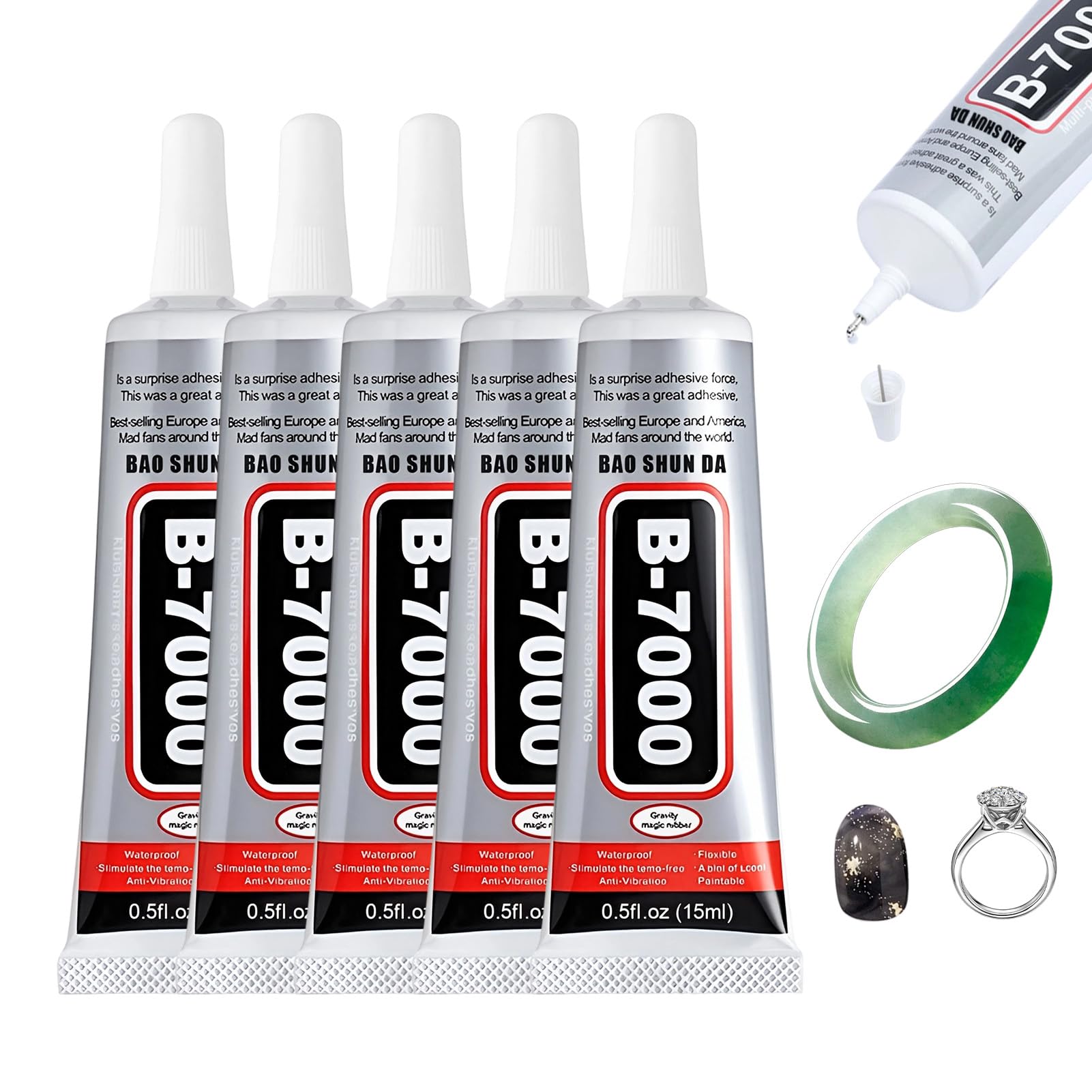 B7000 Super Glue, 15ML Clear Craft Fabric Glues for Jewelry Making, 5PCS Multi-Function Rhinestone Glue for Clothes, Fabric, Cell Phones, Rubber, Wood, Leather, Rhinestones Crafts — image 1