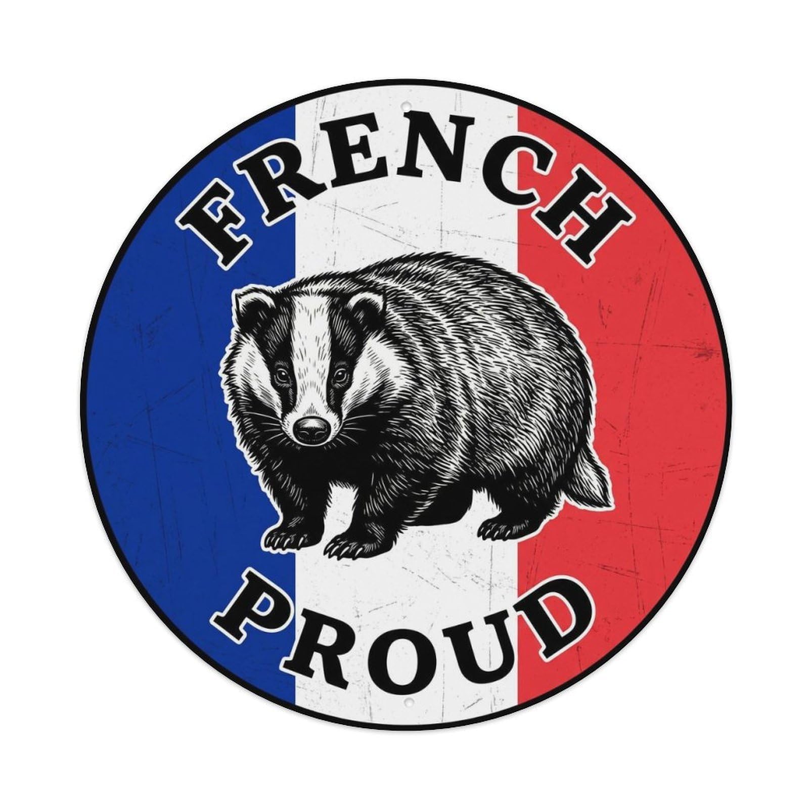 Olhnbad Style French Proud Badger Wildlife Heritage Emblem Metal Tin Sign