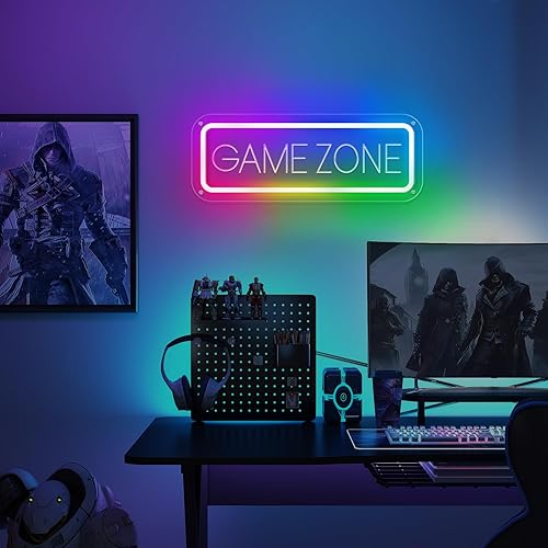 Miniatura 28 de Game Zone - Letreros de neón para decoración de habitación de jugadores, letrero de neón para decoración de pared, dormitorio, sala de juegos, Azul