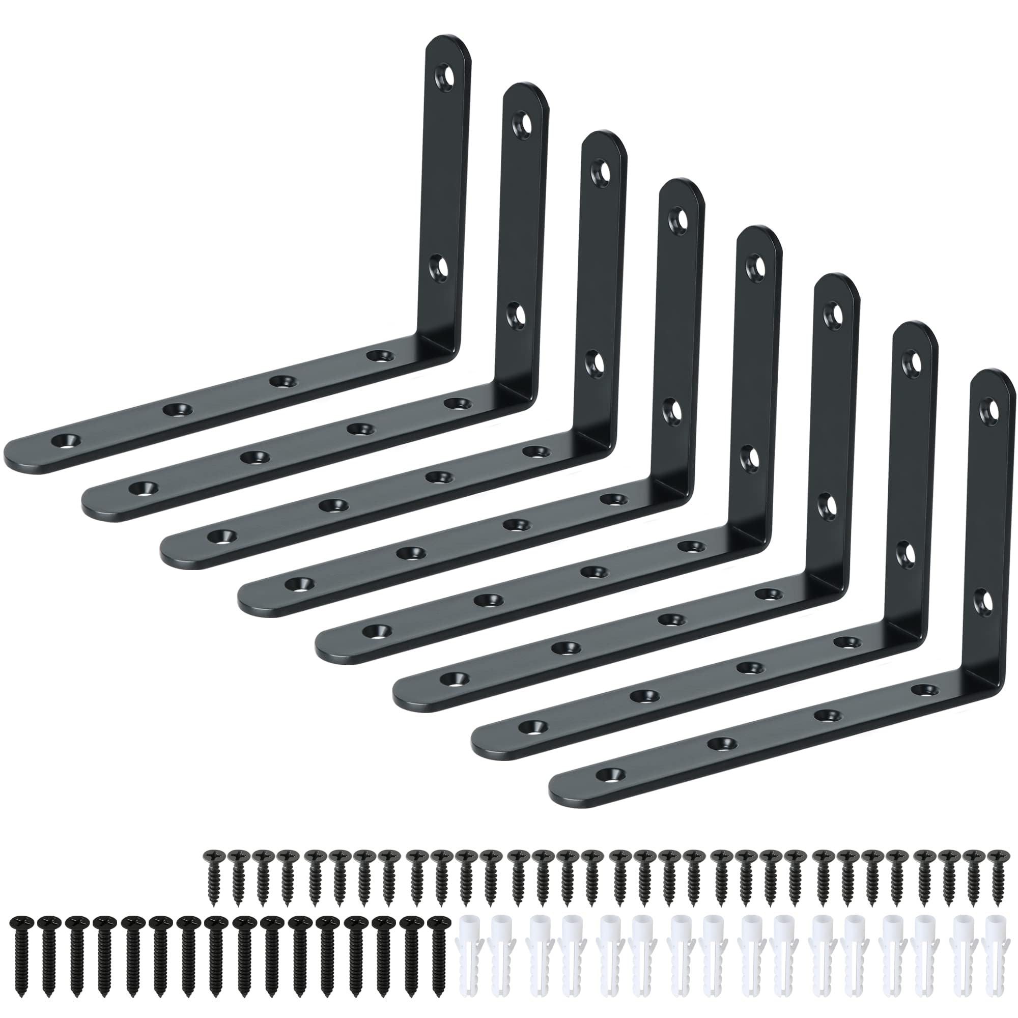 TOP-VIGOR 8Pcs Black Shelf Brackets