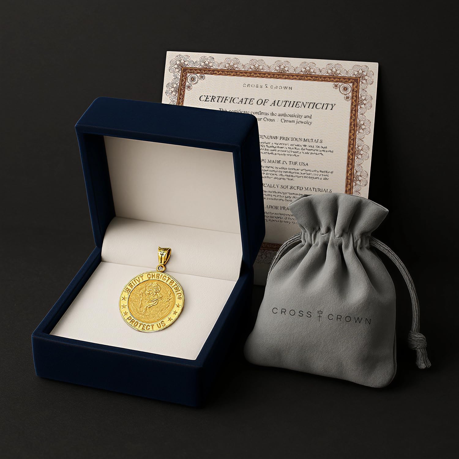 Cross+Crown Premium 14K Yellow Gold Filled Saint Christopher Pendant, Durable Double-Bonded 14K Pendant for Necklace, Women & Mens Gold St Christopher Medal & Premium Jewelry Box, Handcrafted Religious Jewelry in the USA - Image 6