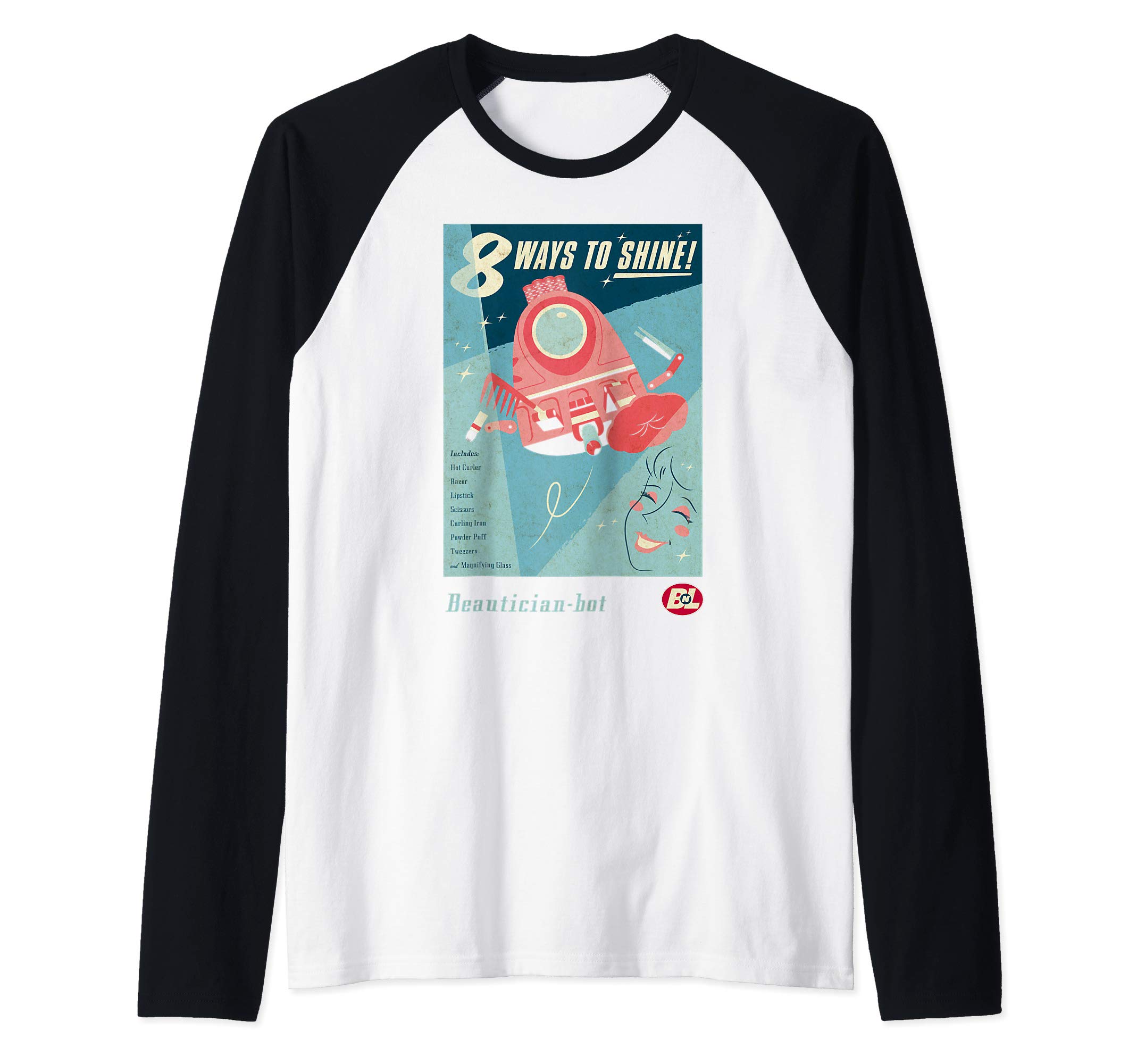 Disney Pixar Wall-E Beautician Bot 8 Ways To Shine Poster Raglan Baseball Tee