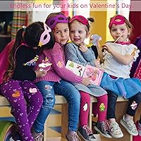 Vista 7 de JIALWEN Tarjetas de San Valentín para niños, paquete de 96 con 32 tarjetas de San Valentín con temática de animales, 32 sobres de regalo rosados, 32