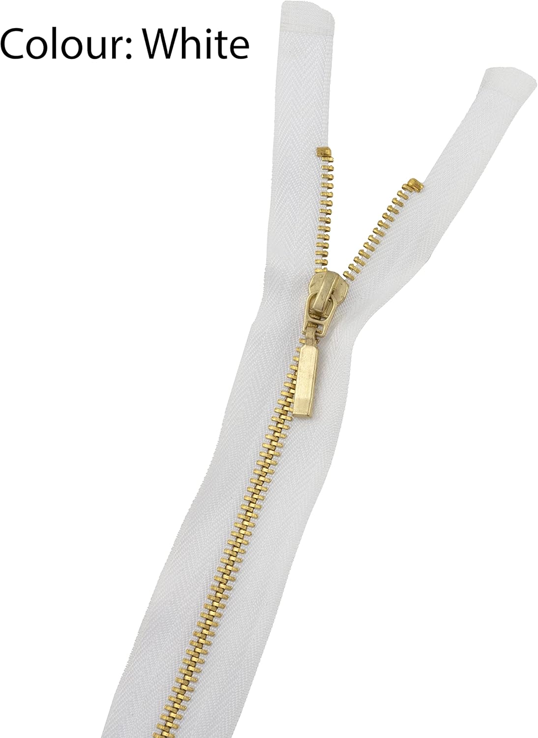 AERZETIX - C61348 – Separable Metal Zip 50 cm with Decorative Pull – Zip – White – Slider Jeans Vests Leather Sewing Dress Clothing Trousers Haberdashery