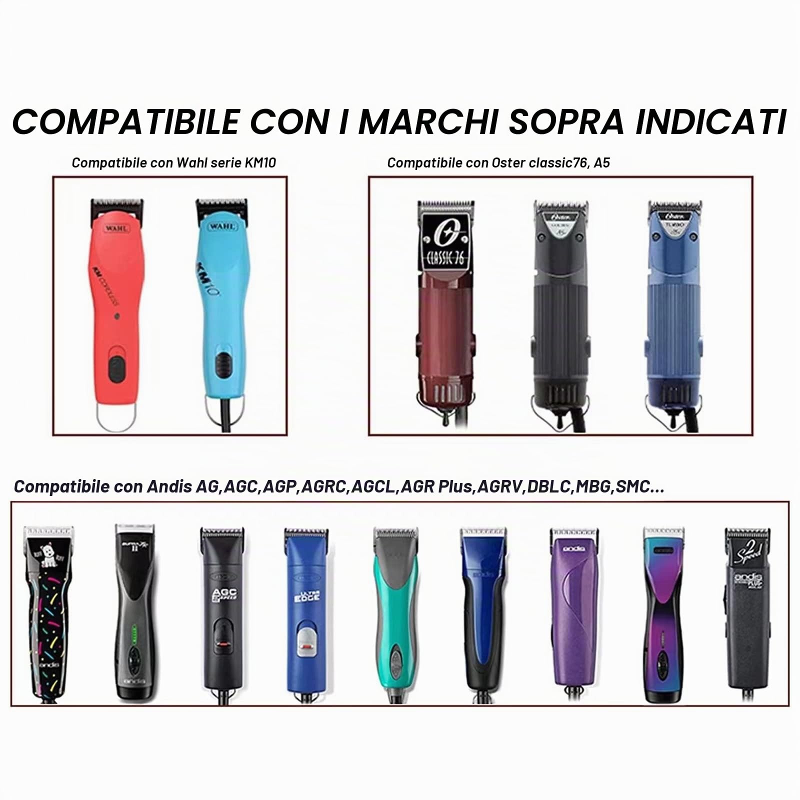 Lame in ceramica staccabili per tosatrice per cani da compagnia, compatibili con Andis, Oster A5, tosatrici serie Wahl KM, lunghezza di taglio 10 1/16"(1,5 mm)