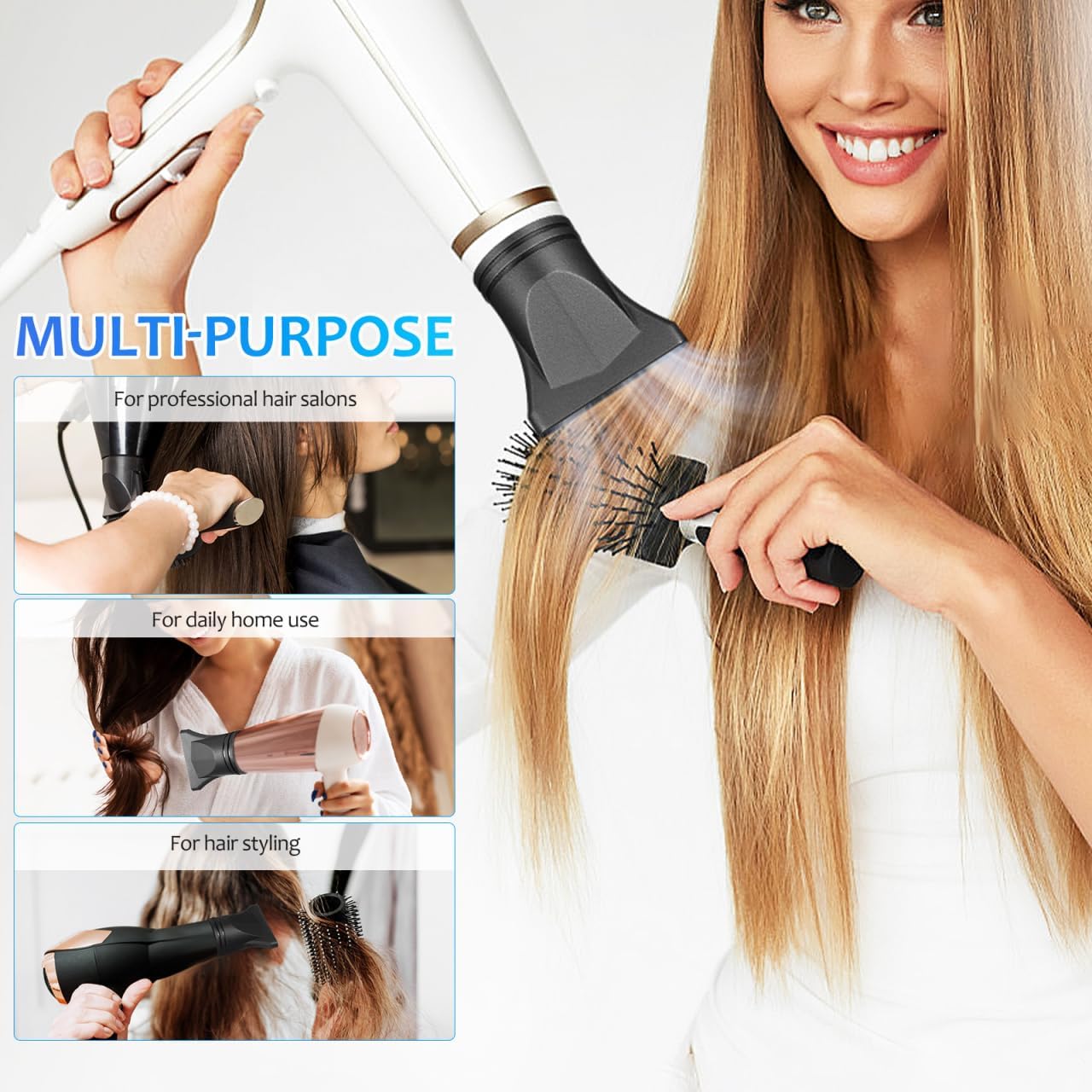 CALLARON Hair Dryer Nozzle Attachment Flat Diffuser Head for Efficient Hair Drying and Precision Styling for Home and Salon Use