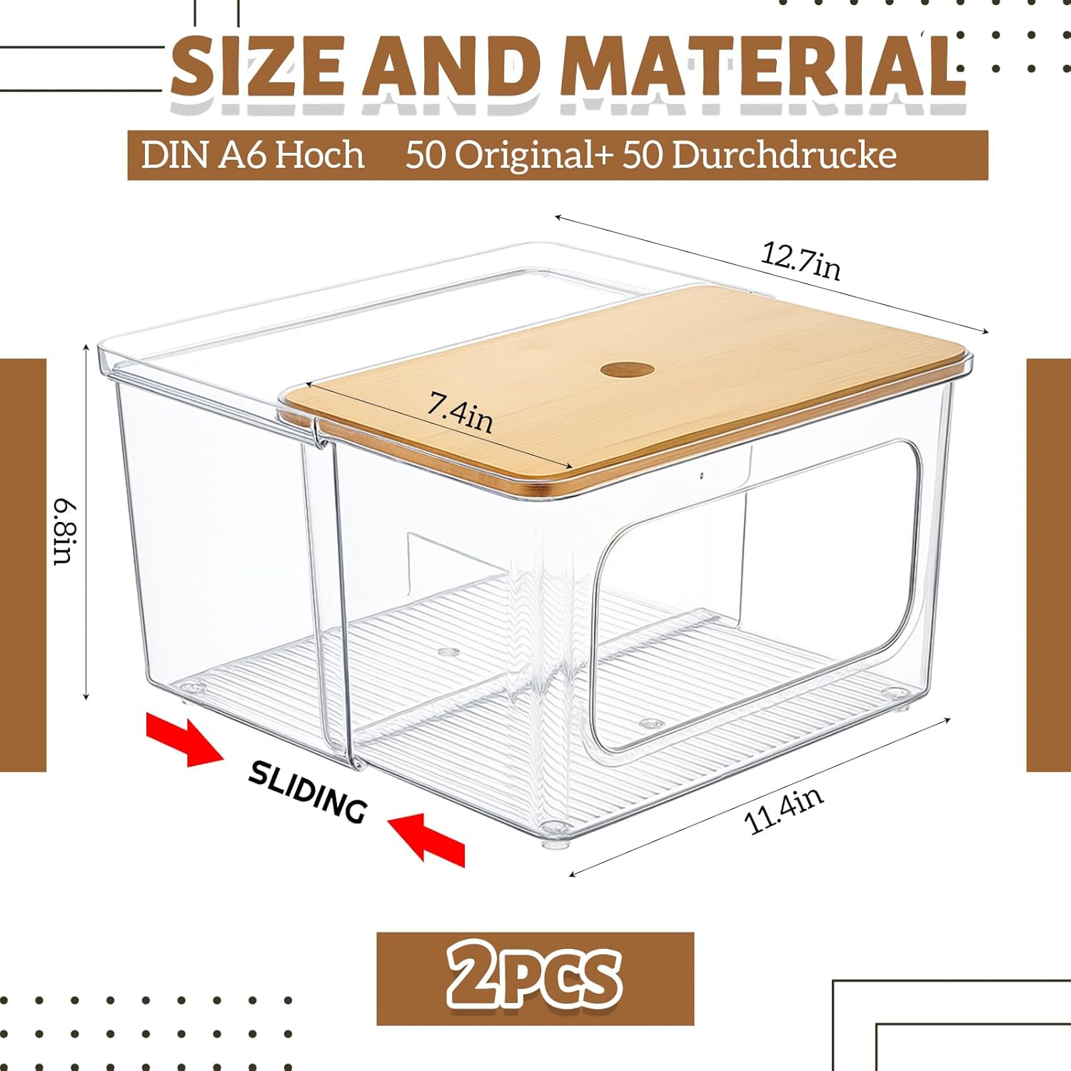 Remerry 2 Pcs 2 in 1 Trash Bag Dispenser Holder, Clear Acrylic Plastic Garbage Bags Container with Bamboo Lid Large Organizer Under Sink Storage Box for Kitchen Laundry Room Pantry Organization