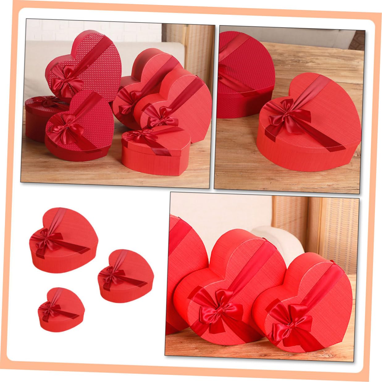 Parliky 3 Stück Geschenkbox Herzform Valentinstag Aufbewahrungsbox Rot mit Deckel Bonbonschachtel für Geschenkverpackung und Dekoration
