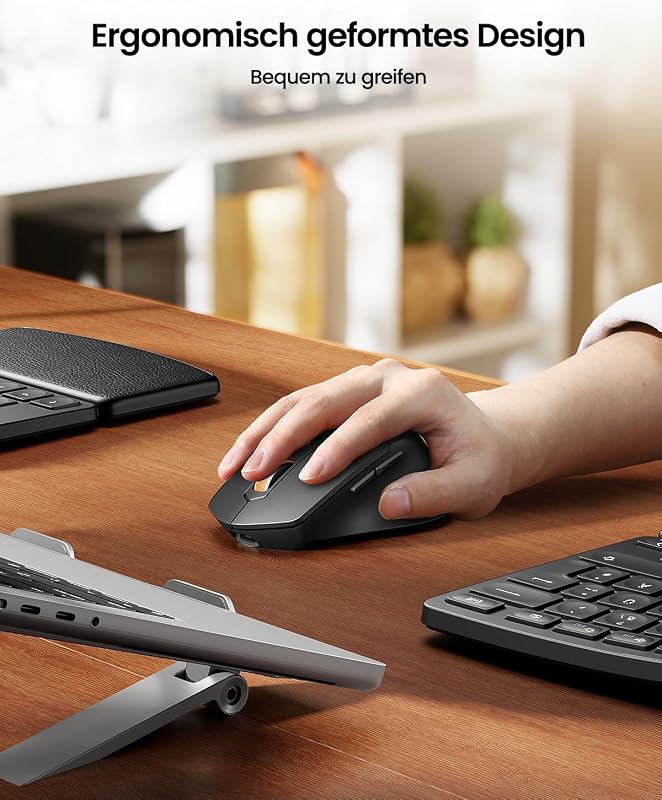 Tastatură ergonomică wireless 2,4 GHz ProtoArc EKM04 cu mouse, bloc numeric separat, suport pentru încheietură, pentru PC, laptop, Windows