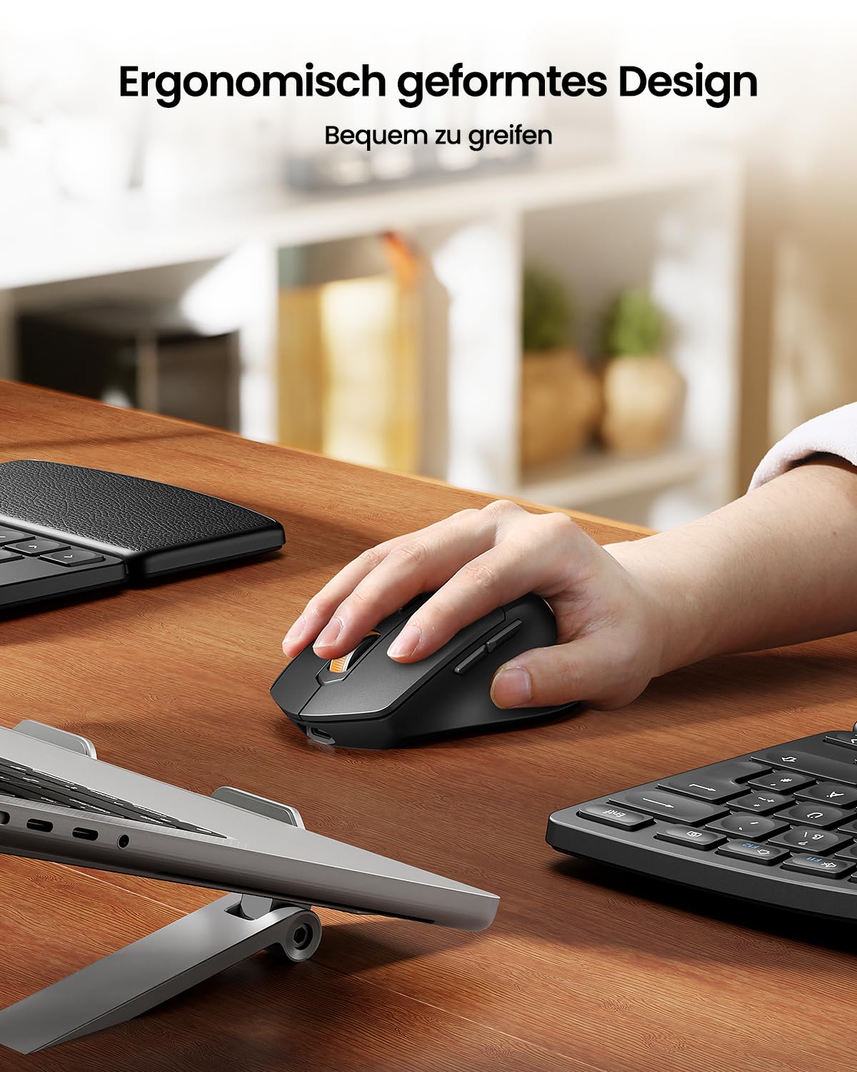 ProtoArc Ergonomische Tastatur Maus Set, EKM04 2,4 GHz Kabellos Ergo Tastatur Maus, Separater Ziffernblock, Geteiltes Design, Handballenauflage, Tastatur Split für Desktop, PC, Laptop, Windows