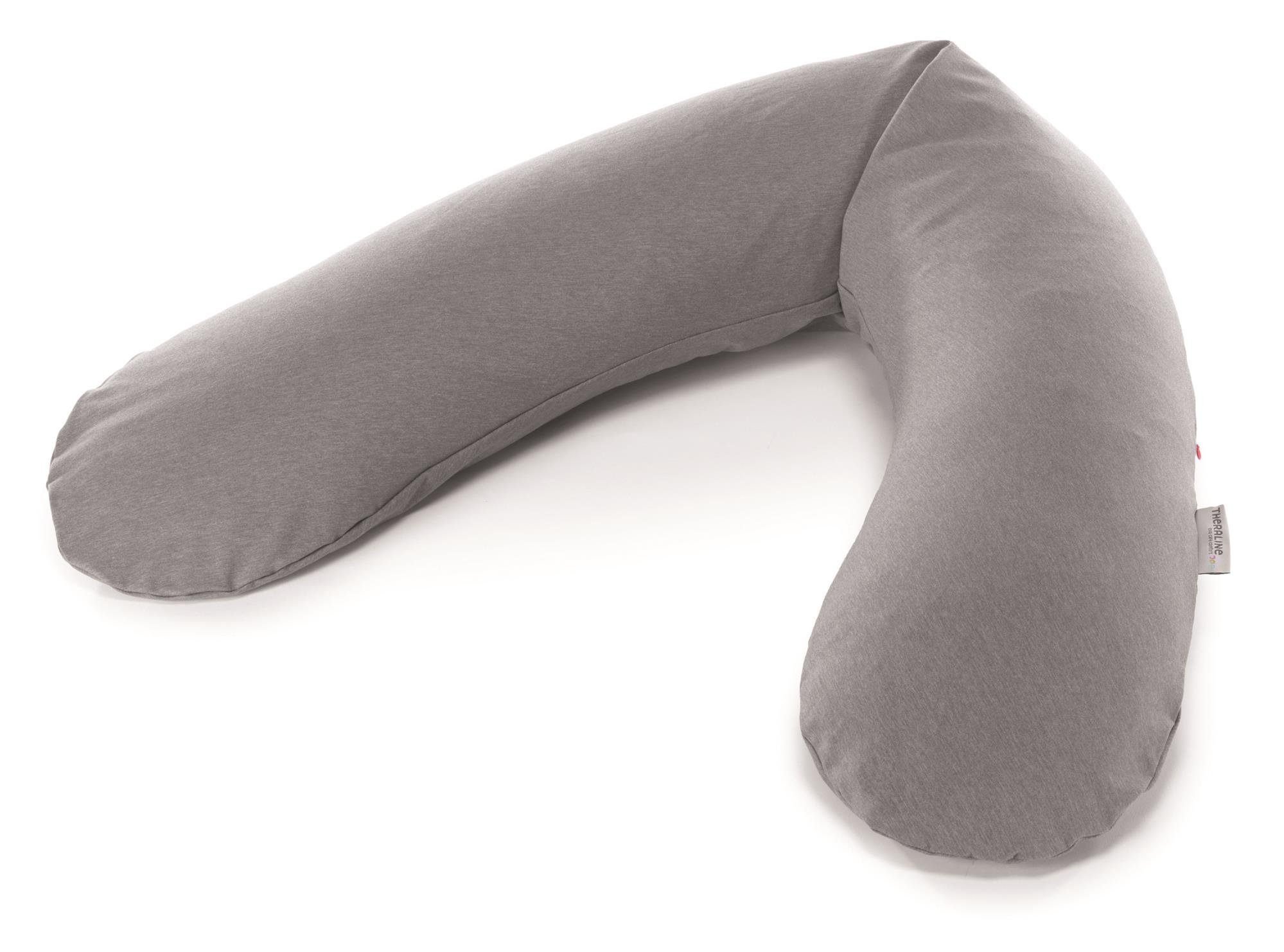 Das Original Theraline Stillkissen | 190 cm | Polyester Hohlfaser Füllung | inklusive Bezug Melange mittelgrau