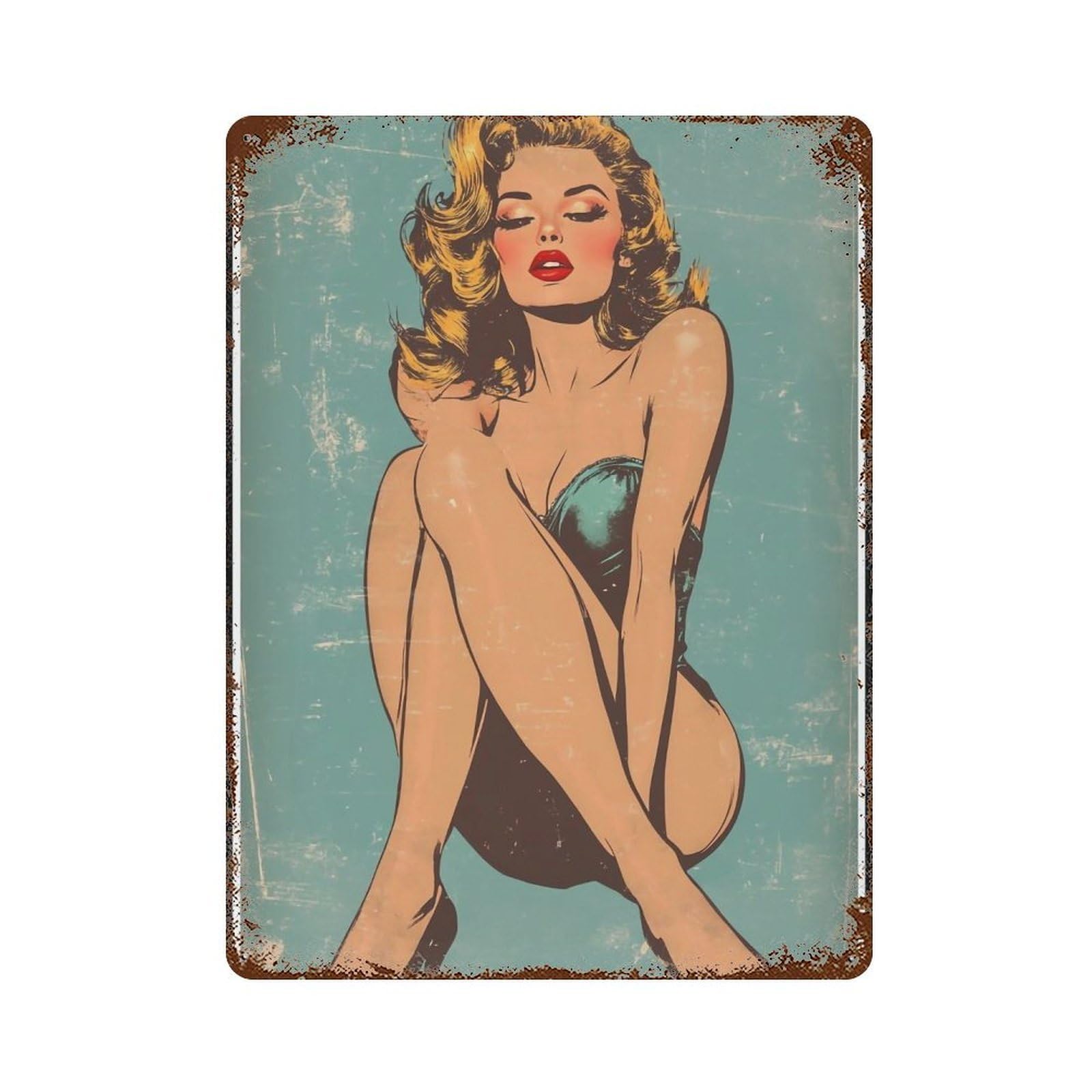 YHGERTKU Beautiful Lady Wall Art Retro Iron Vintage Metal Tin Sign Poster Modern Decor for Living Rooms Gift 40x30cm
