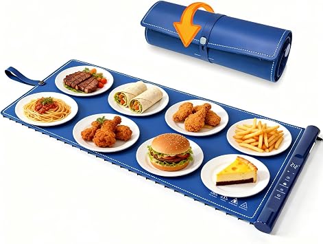 Warming Mat For Food Extra Large 39 * 16inch, Electric Silicone Food Warmer Trays for Chafing Dishes Buffet, Food Warming Mat for Parties Buffet, Portable Heating Pad, 7-Level Temp 8-Hour Timer, Blue