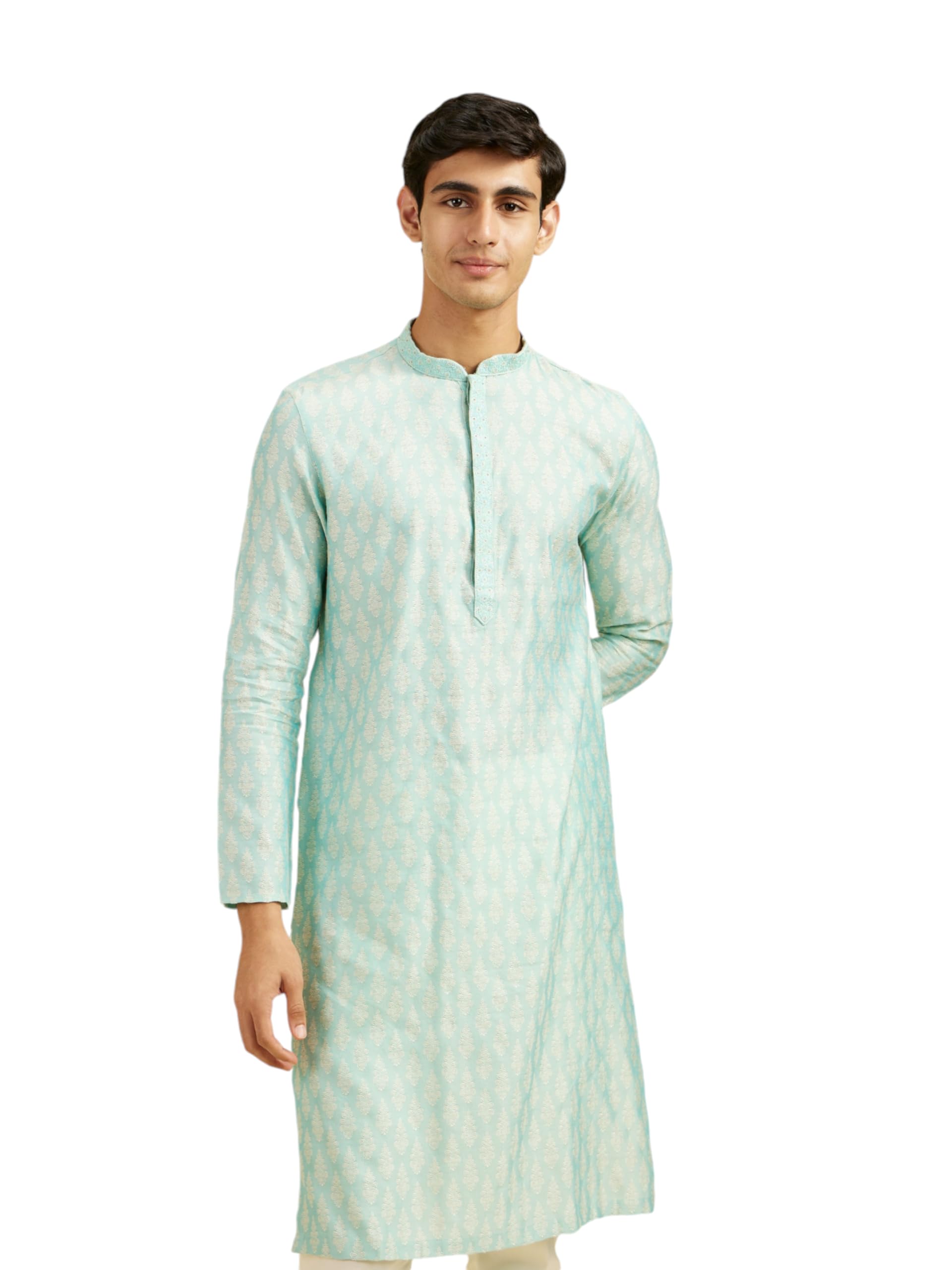 diwas by manyavar Men's Viscose Blend Jacquard| Self Design Kurta (1pc)-picture-18