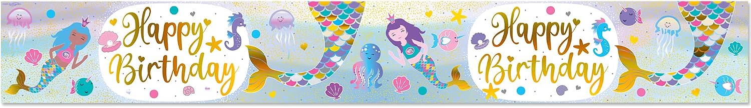 OakTree Banner olografico in foil per 60° compleanno, blu, 2,7 m
