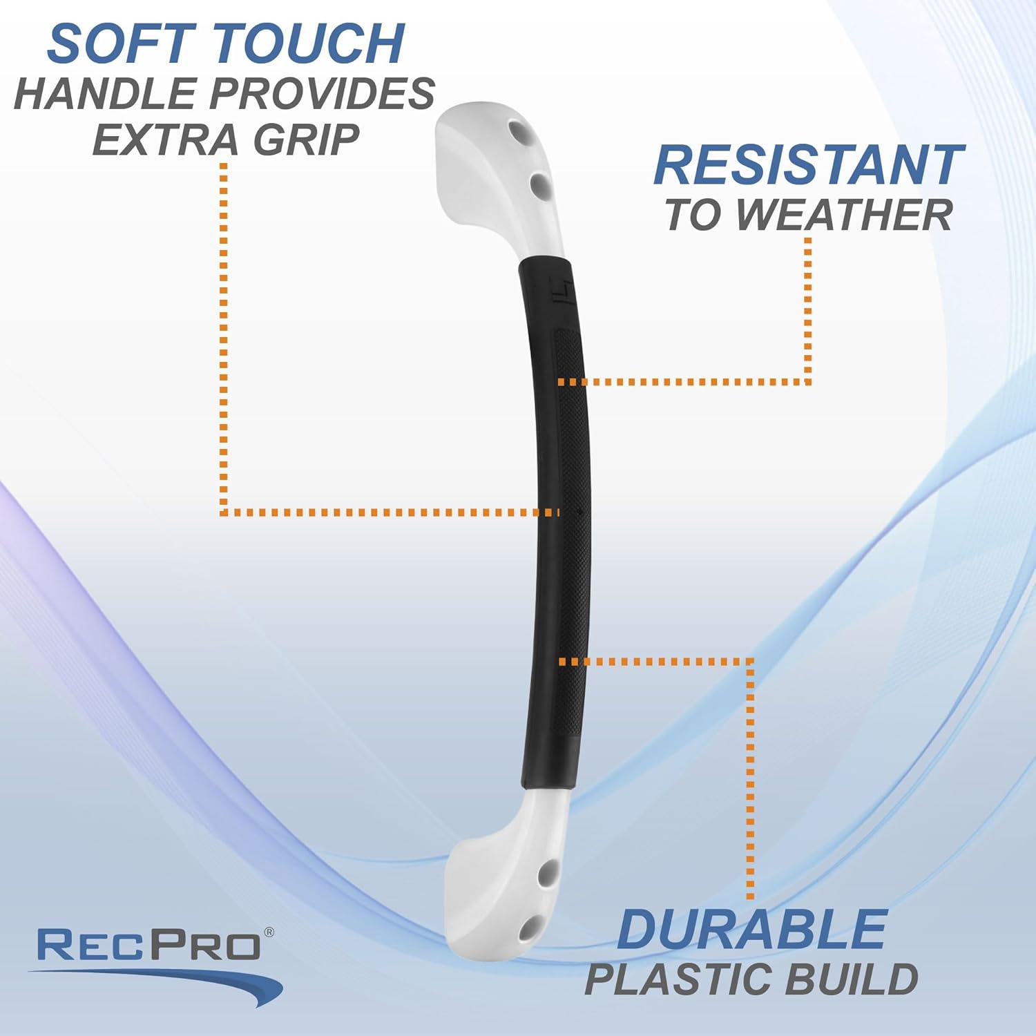 RecPro RV Soft Touch Assist Handle | 18.5" L | Grab Handle | Hand Rail (White/Black)