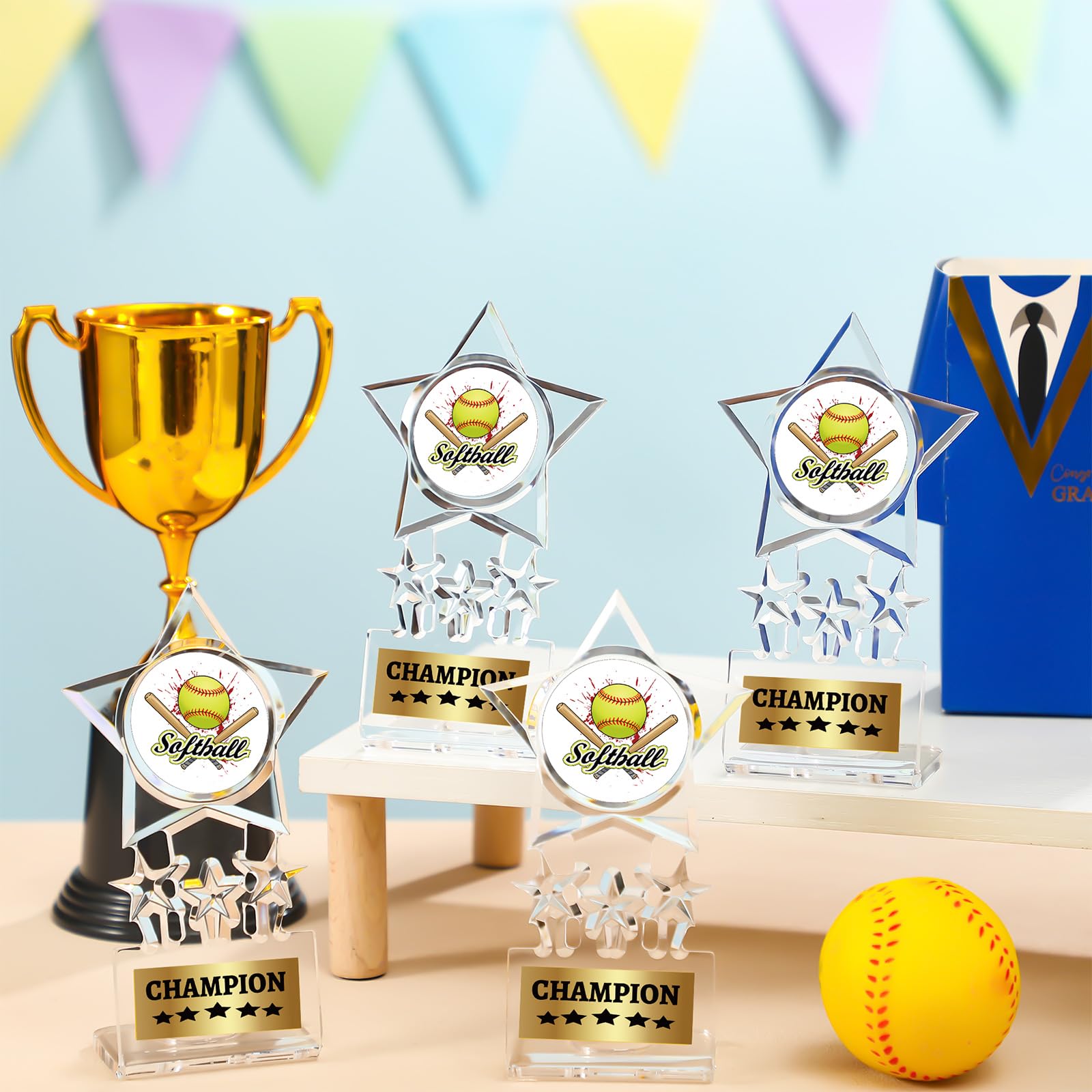 Tondiamo Trofeo de campeón de acrílico, 12 piezas, premios ganadores, trofeos de campeón, premios de competición deportiva, decoración de regalo de recuerdo