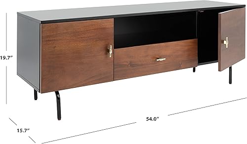 Miniatura 15 de SAFAVIEH Genevieve - Soporte de TV para pantalla plana de hasta 65 pulgadas, acabado lavado en blanco y negro, gabinete de almacenamiento moderno de