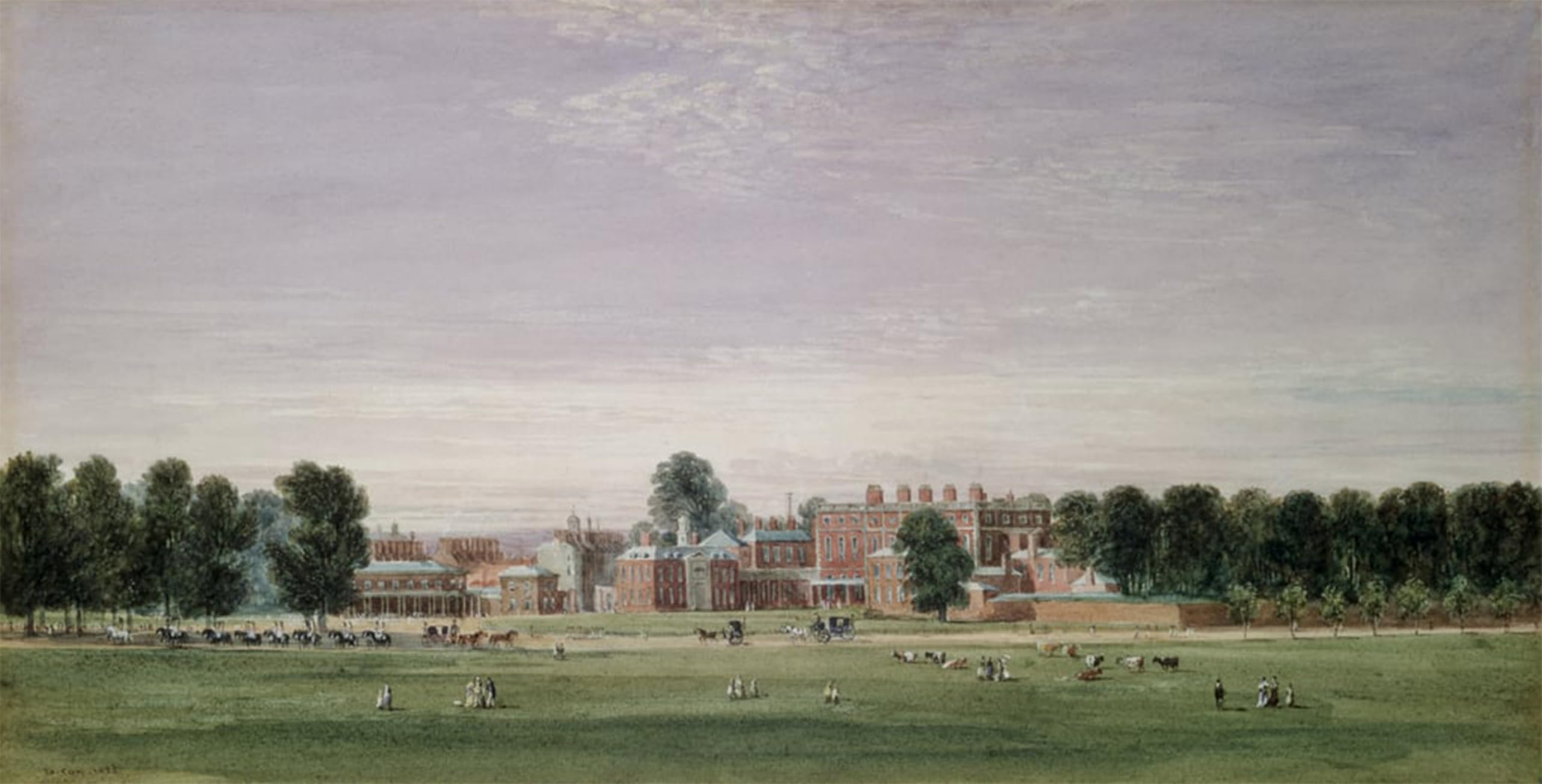 SERENDIPITP Retro Picture Poster Wall Art Pictures Painting Buckingham House From the Green Park by David Cox Wall Art Canvas Print for Wall Decor 60x90cm