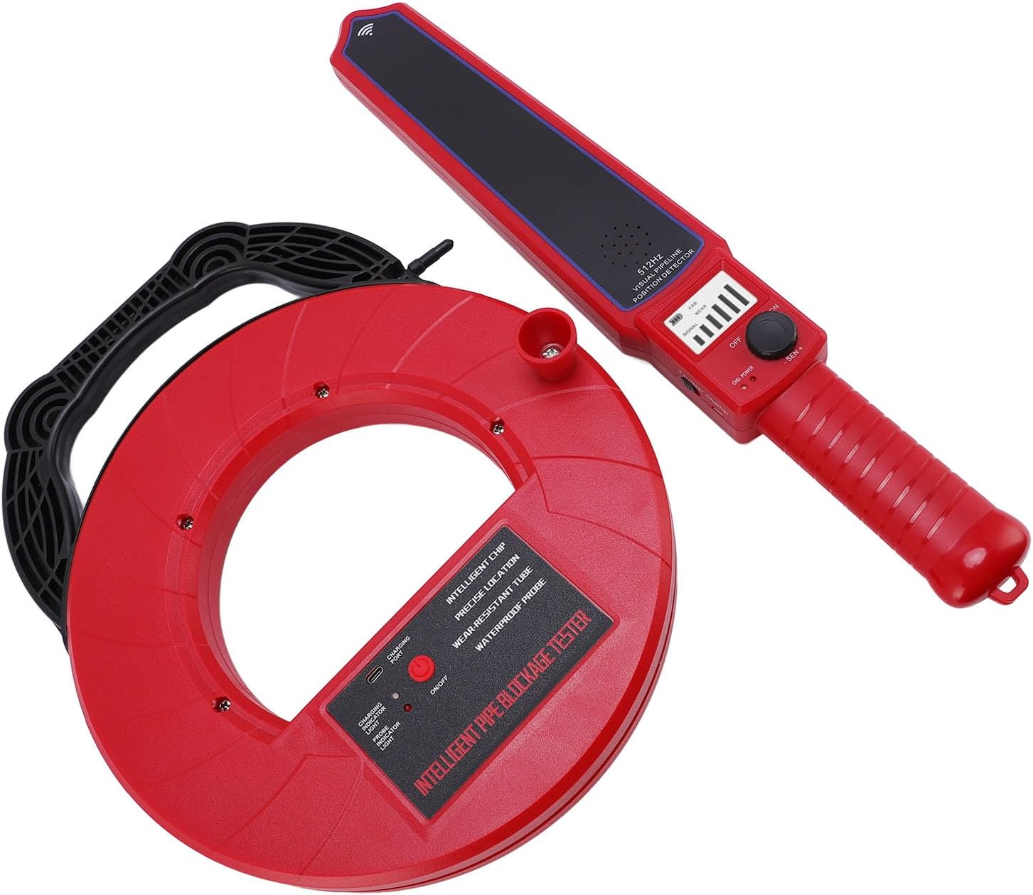 Water Pipe Blockage Detector & Locator, 2m Detection Range, Probes, ABS Housing, for PVCSteelIronCopperMetal Pipes, with Buzzer Alert & Sensitivity Adjustment
