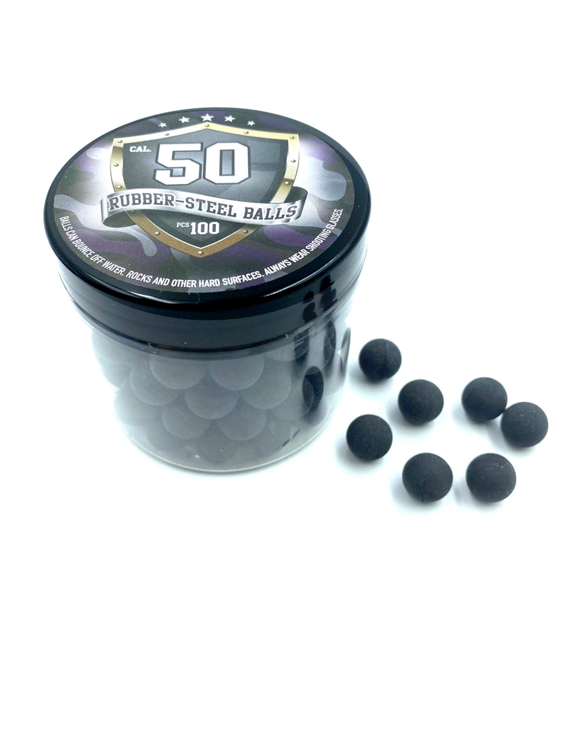100 x Premium Quality Hard Mix Rubber Steel Balls Paintballs Reballs 50 Cal. Pistols Home Defense - Billes D'acier en Caoutchouc dur Paintball Calibre .50