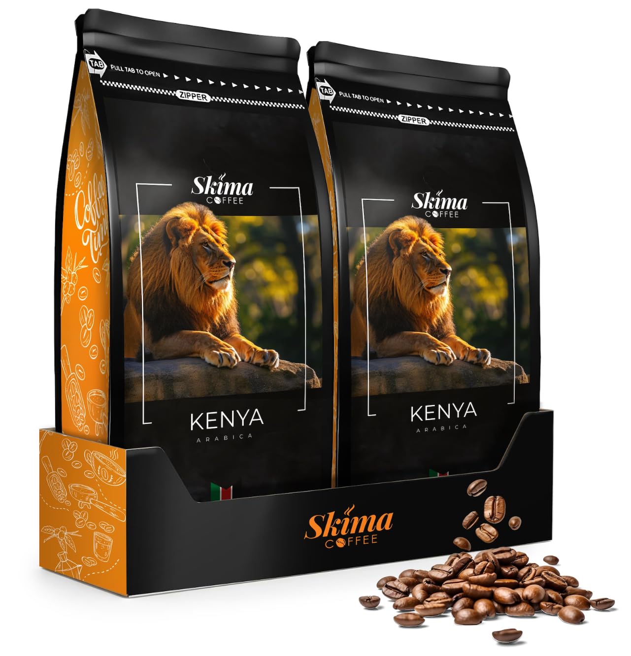 SkimaCoffee Café en grano 2 x 1 kg KENIA 100% Arábica recién tostado