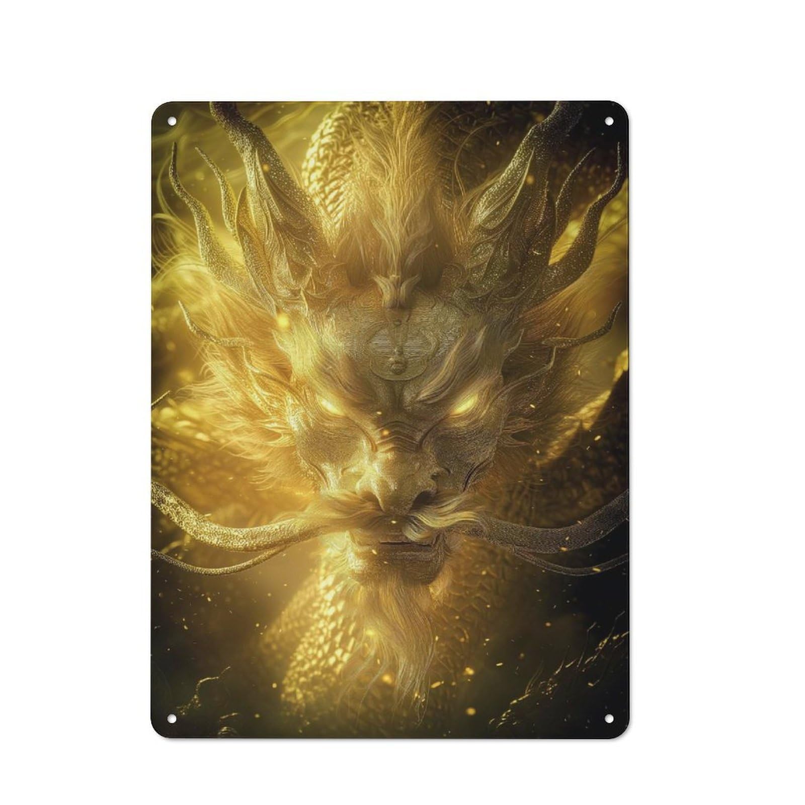 Golden Dragon Decorative Tin Sign 40x30cm, Old Fashioned Old Style Wall Plaque for Lounge, Study, Pub Or Wall Gallery