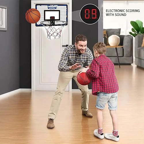 Miniatura 2 de Aro de baloncesto para interiores, aro de baloncesto con 4 bolas y marcador electrónico, aro de baloncesto sobre la puerta, juego de baloncesto