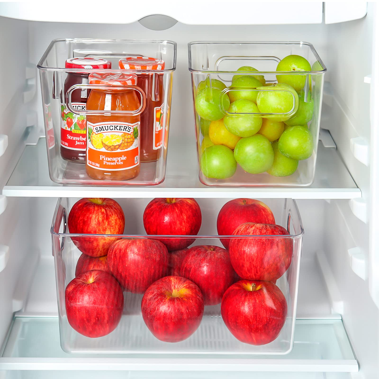 Set Of 8 Refrigerator Organizer Bins，4 Large and 4 Small Pantry