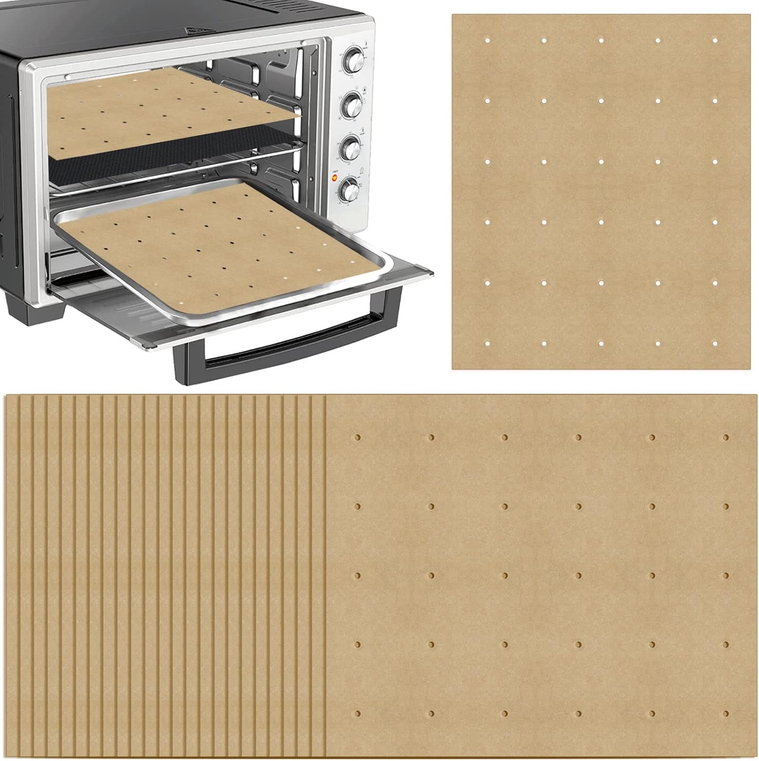 WMKGG 100 PCS Air Fryer Oven Liners, 12 x 11 inch Perforated
