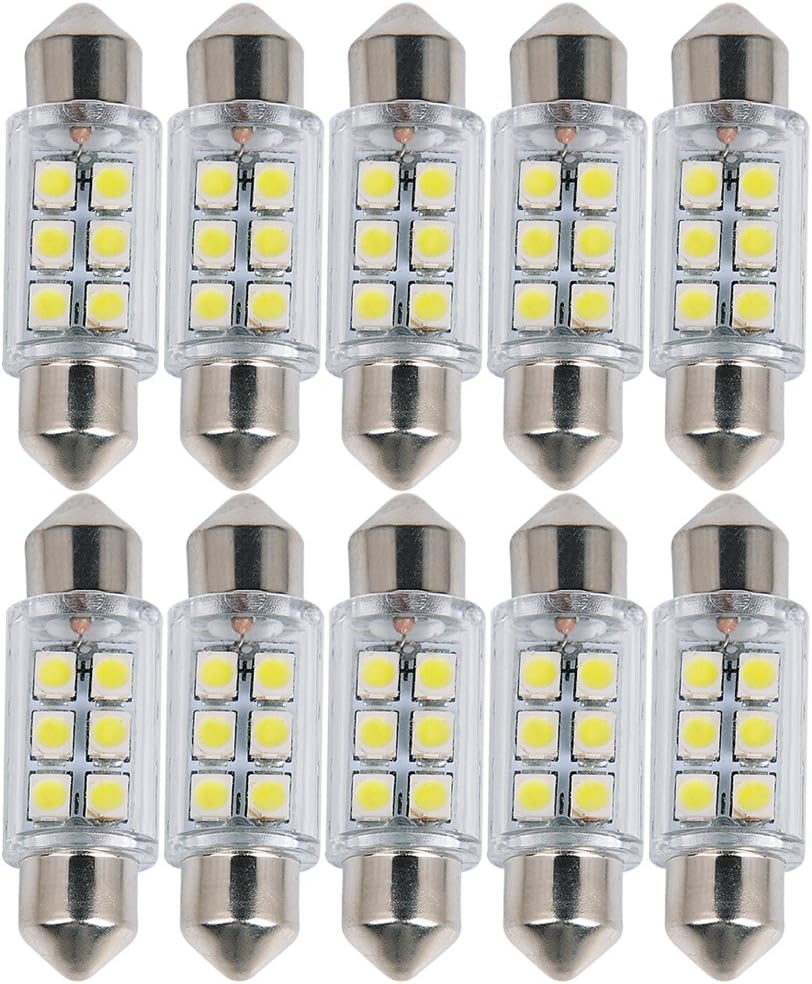 Raysen 10 x 36 mm 5 W Car Interior Dome Light Bulbs Vanity Mirror Cargo Light Replacement Bulbs LED License Plate Lights Map Lamps