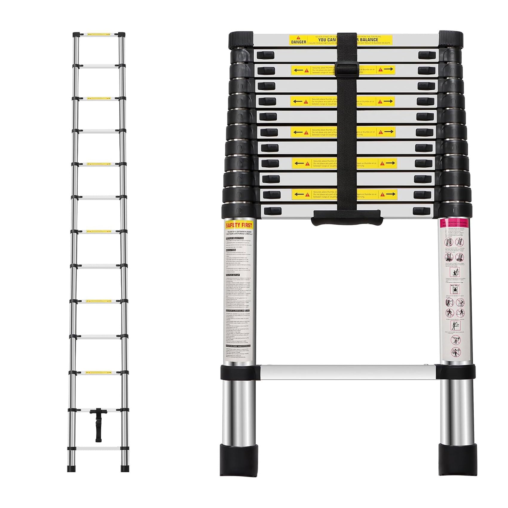 Neo Extendable Portable Foldable Telescopic Ladder Multi-Purpose Steel Telescoping Ladder Sturdy Loft Ladder with EN131 Certificate (3.8M) — image 1