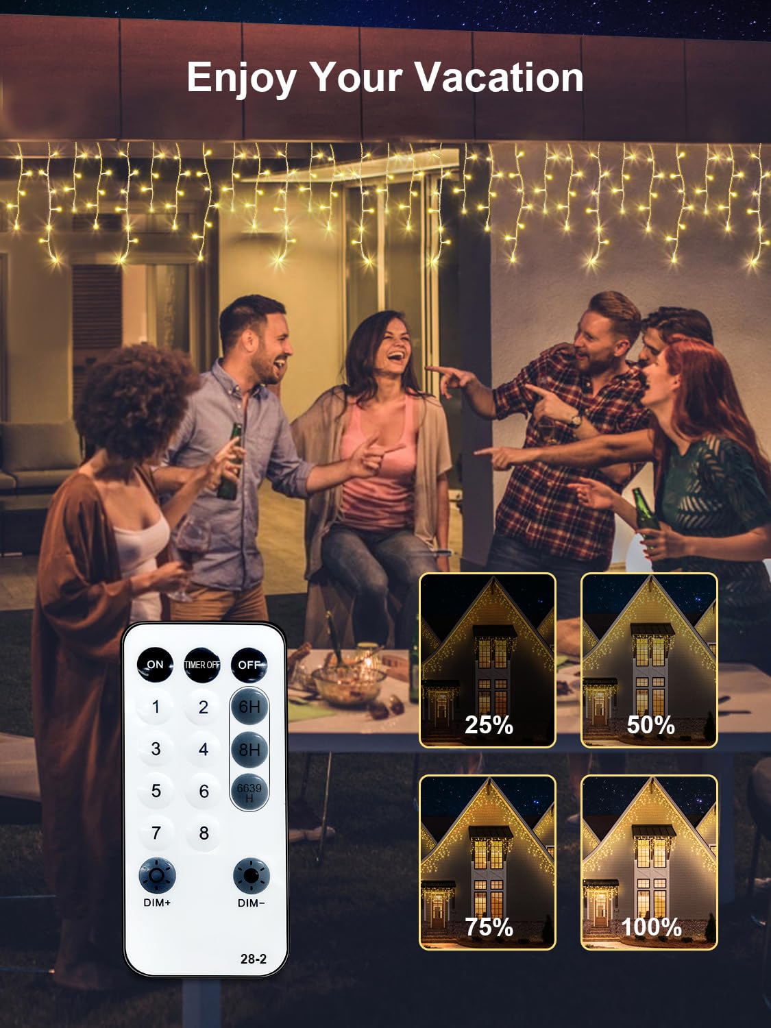 ARKOCHIC 10M Luci Natale Esterno Cascata, 320 LED Tenda Luminosa Natale Bianco Caldo Luminarie Natalizie da Esterno con 8 Modalità, Memoria, Luci Decorazioni Natalizie per Casa, Balcone, Finestra