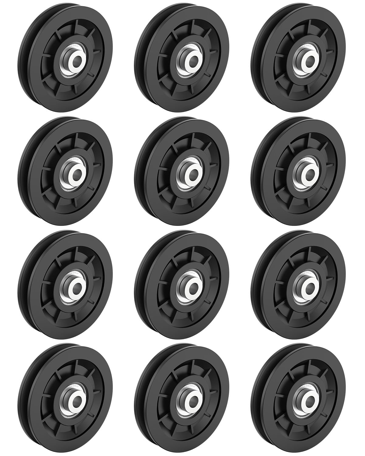 Mixizigoz 3.5" Nylon Pulley Wheel, Cable Replacement Pulley, Black 12 Pack