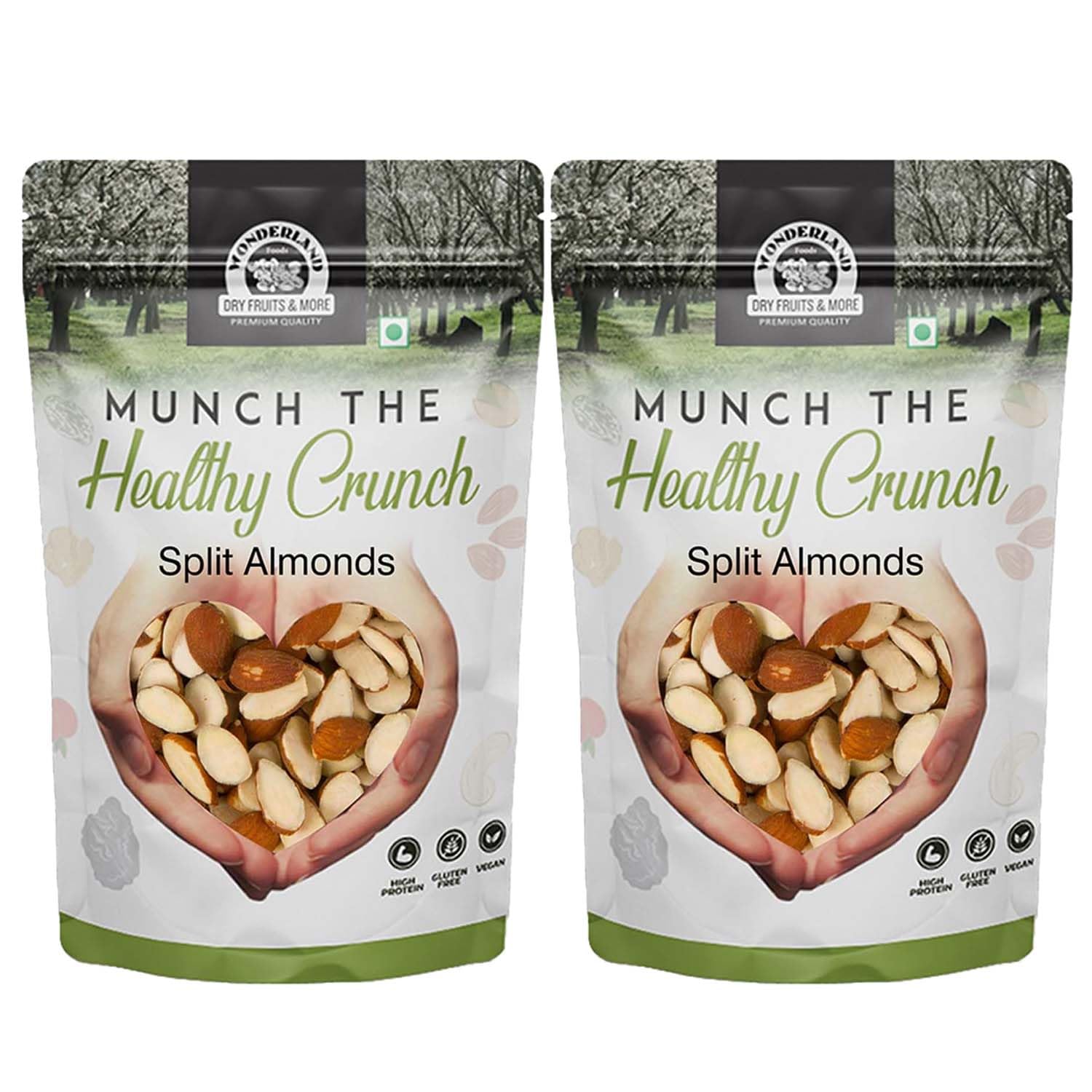 WONDERLAND FOODS (DEVICE) Dry Fruits Splits 2Pcs Almonds 900g (450g X 2) Pouch | Almond Halves Best for Baking & Sweets Making Purpose | High in Fiber & Boost Immunity (B0C6GW27QN) Amazon Price History, Amazon Price Tracker
