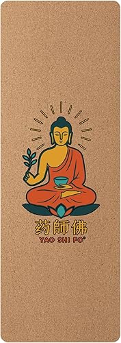 Yoga Mat 183 x 60 cm - 4 mm FSC Cork + Natural Rubber - Green and Orange